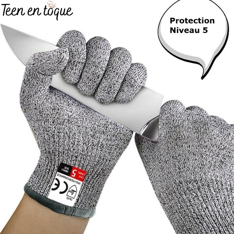 Gants Magiques anti-coupures (Niveau 5)|MagicGloves™ | Cuisine | Jardinage | Bricolage Teen en Toque