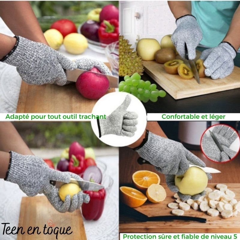 Gants Magiques anti-coupures (Niveau 5)|MagicGloves™ | Cuisine | Jardinage | Bricolage Teen en Toque