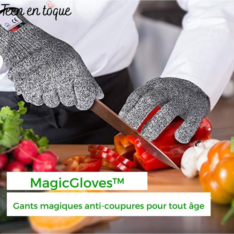 Gants Magiques anti-coupures (Niveau 5)|MagicGloves™ | Cuisine | Jardinage | Bricolage Teen en Toque